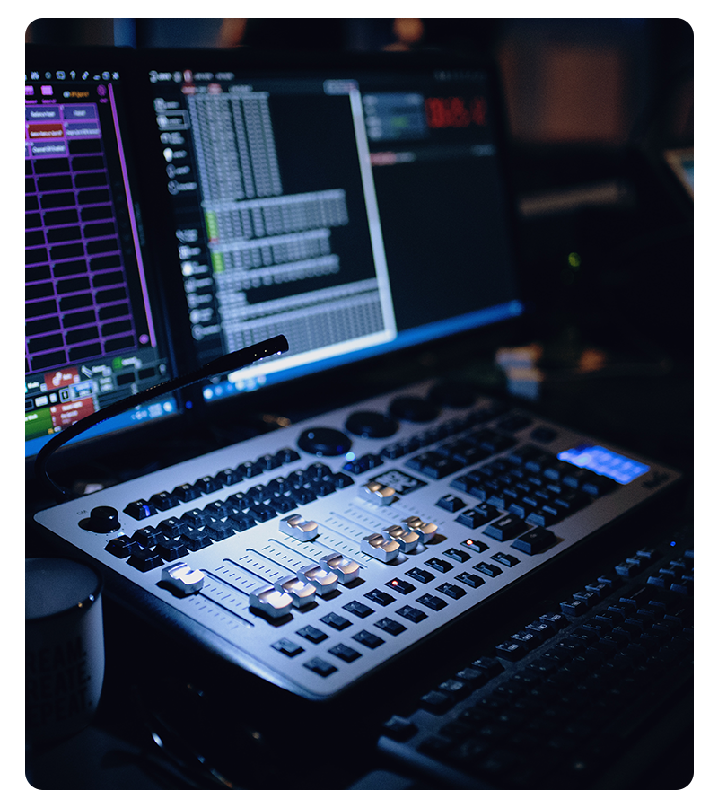 An audio interface in a recording studio