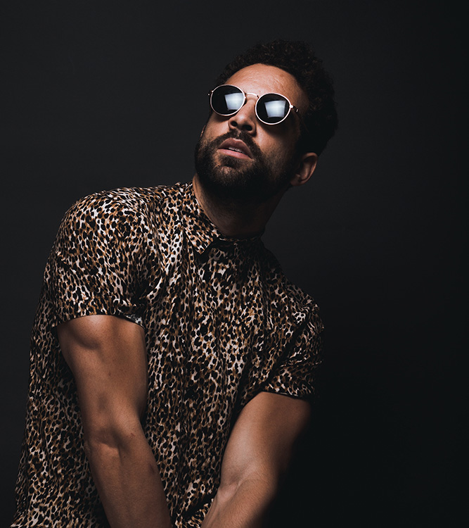 A man in sunglasses and a stylish shirt